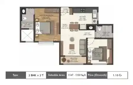 2 BHK + 2T-1147 Sq.ft.