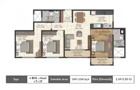 4 BHK+3T+Maid Room Sq.ft.